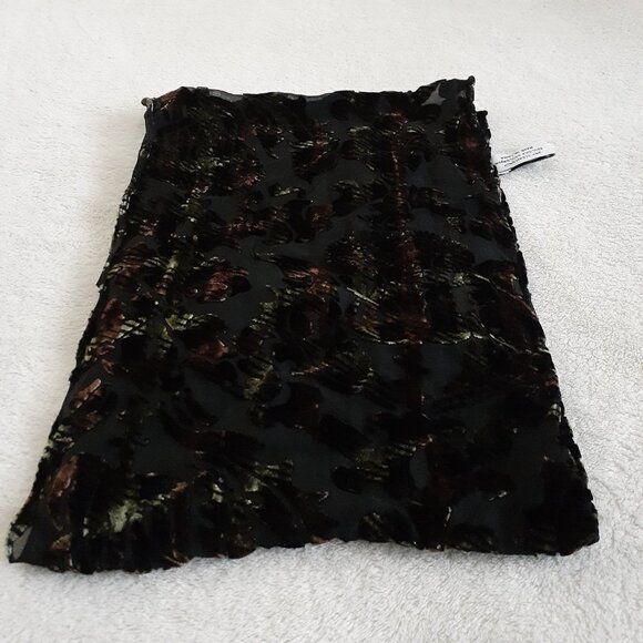 Symphony Designs Women's Black Burnout Velvet Floral Sheer Silk Blend Scarf - Picture 3 of 8